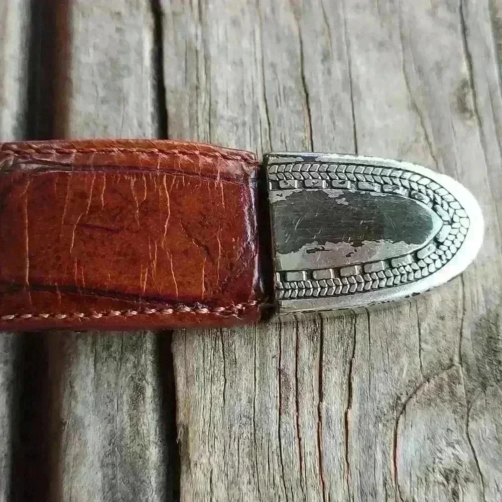 Vintage 1993 ONYX by Brighton Leather Belt With Silver Tip